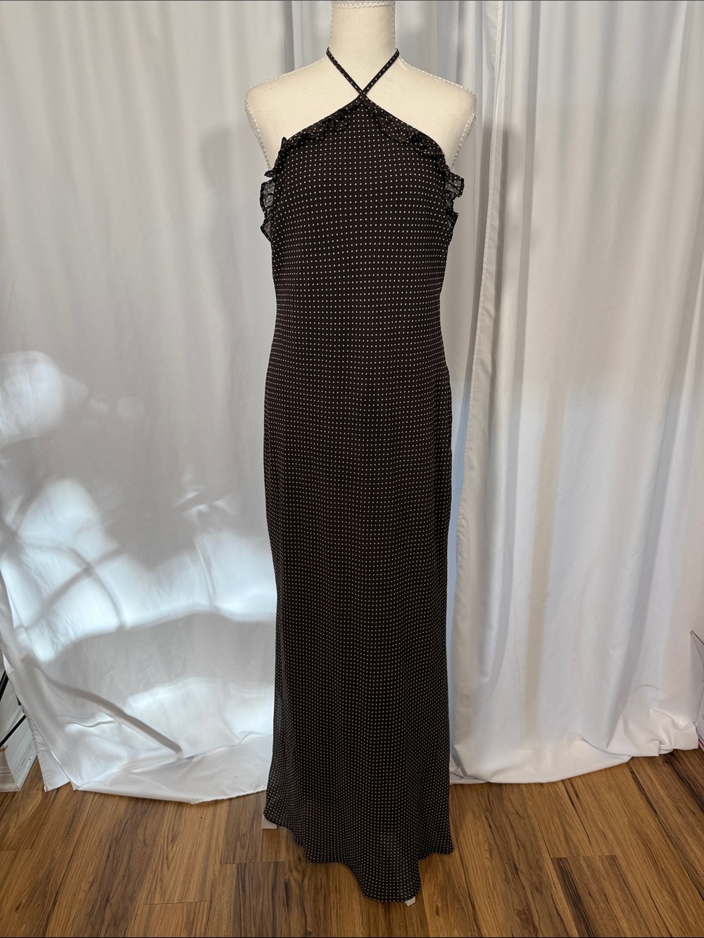 wild fable Brown Polka Dot Halter Maxi Dress
